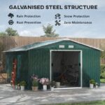 13 x 11ft Garden Shed Storage With Foundation Kit and Vents - Green