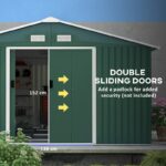13 x 11ft Garden Shed Storage With Foundation Kit and Vents - Green