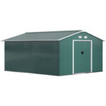 13 x 11ft Garden Shed Storage With Foundation Kit and Vents - Green