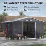 13 x 11ft Garden Shed Storage With Foundation Kit and Vents - Green
